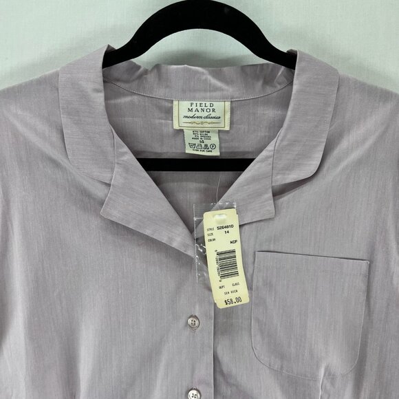 Field Manor Modern Classic Shirt Womens 14 Long Sleeves Button Up Collared Lilac - Picture 7 of 7